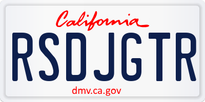 CA license plate RSDJGTR