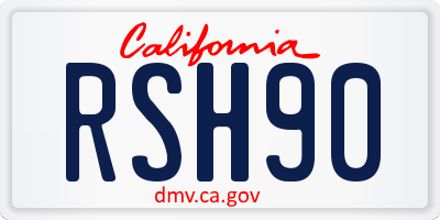 CA license plate RSH90