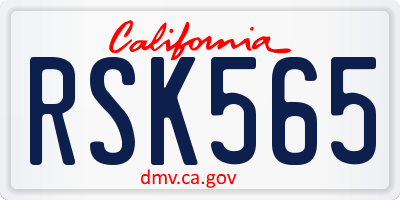 CA license plate RSK565