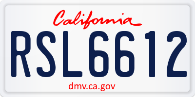 CA license plate RSL6612