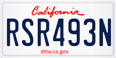 CA license plate RSR493N