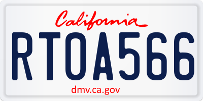 CA license plate RT0A566