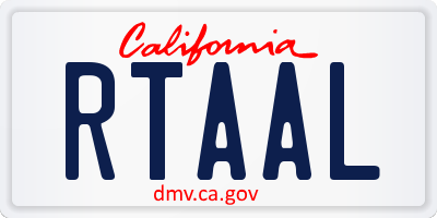 CA license plate RTAAL