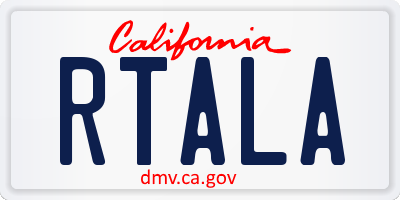 CA license plate RTALA