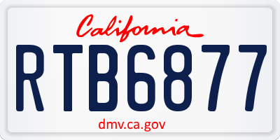 CA license plate RTB6877