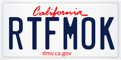 CA license plate RTFMOK