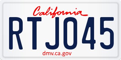 CA license plate RTJ045