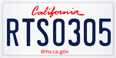 CA license plate RTSO305