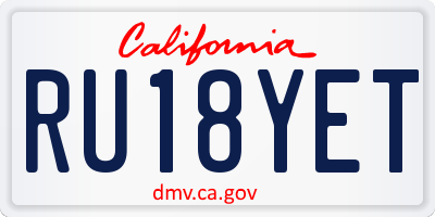 CA license plate RU18YET