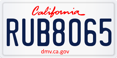 CA license plate RUB8065