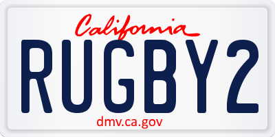 CA license plate RUGBY2