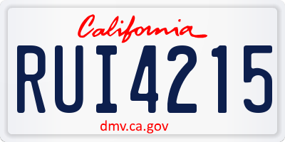 CA license plate RUI4215