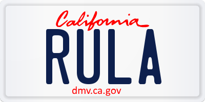 CA license plate RULA