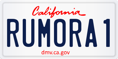 CA license plate RUMORA1
