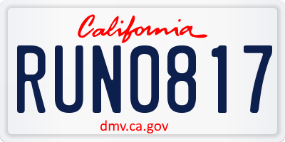 CA license plate RUN0817