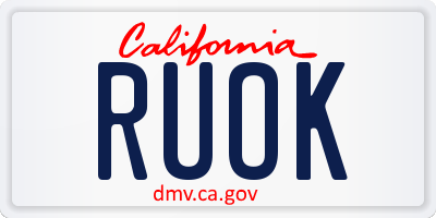 CA license plate RUOK