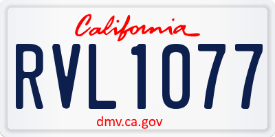 CA license plate RVL1077