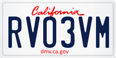 CA license plate RVO3VM