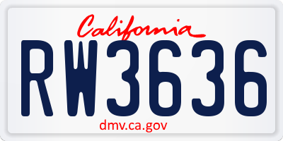 CA license plate RW3636