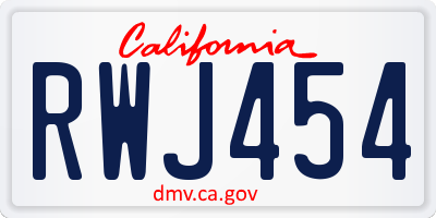 CA license plate RWJ454