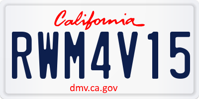 CA license plate RWM4V15