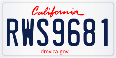 CA license plate RWS9681