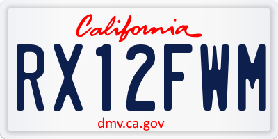 CA license plate RX12FWM
