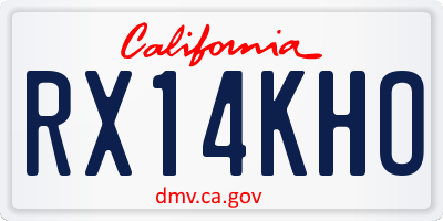 CA license plate RX14KHO