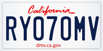 CA license plate RY07OMV