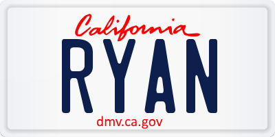 CA license plate RYAN