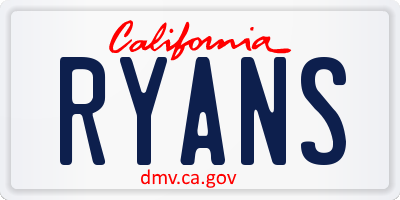 CA license plate RYANS