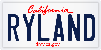 CA license plate RYLAND