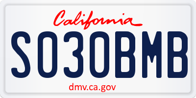 CA license plate S030BMB