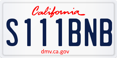 CA license plate S111BNB