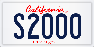 CA license plate S2000