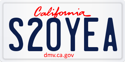 CA license plate S20YEA