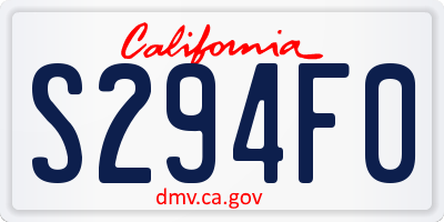 CA license plate S294F0