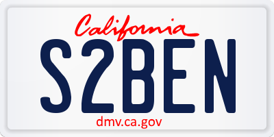 CA license plate S2BEN