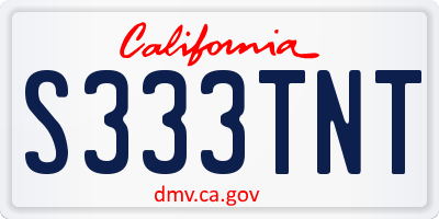 CA license plate S333TNT