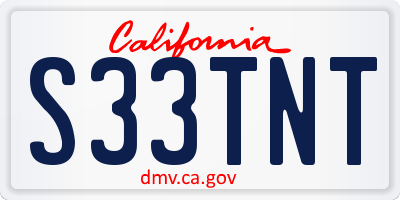 CA license plate S33TNT