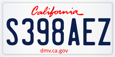 CA license plate S398AEZ