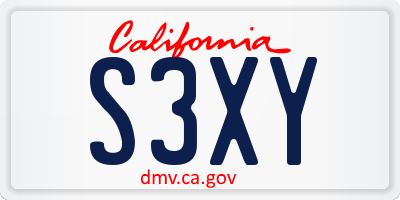 CA license plate S3XY