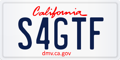CA license plate S4GTF