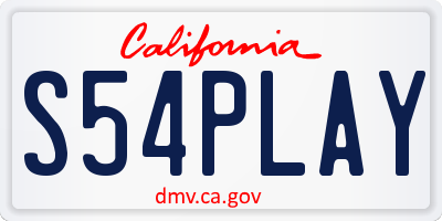 CA license plate S54PLAY