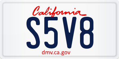 CA license plate S5V8