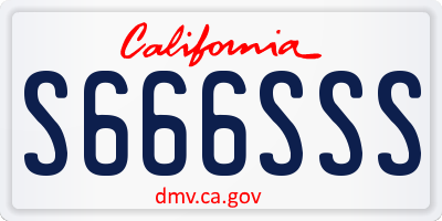 CA license plate S666SSS