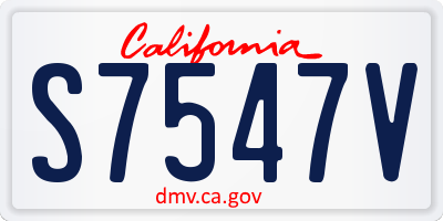 CA license plate S7547V