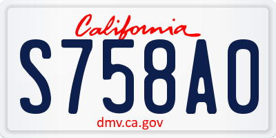 CA license plate S758A0