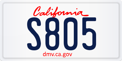 CA license plate S805