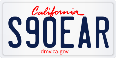 CA license plate S90EAR